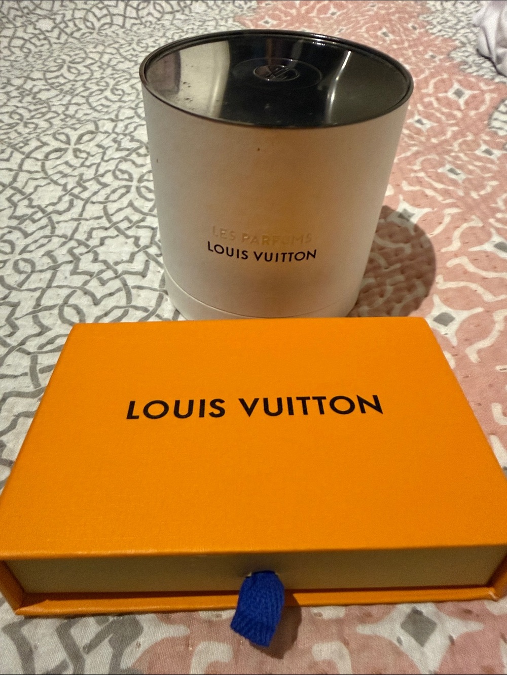 Louis Vuitton Orange Box with Silver Branded Cylinder